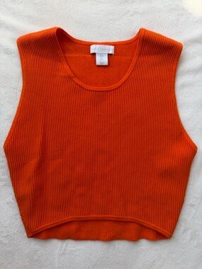 Ribbed Orange Knit Tank Top